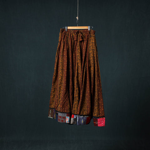 Bagh Hand Block Print 24 Kali Patchwork Cotton Long Skirt with Border 213