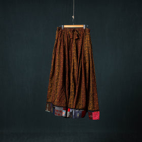 Bagh Hand Block Print 24 Kali Patchwork Cotton Long Skirt with Border 213