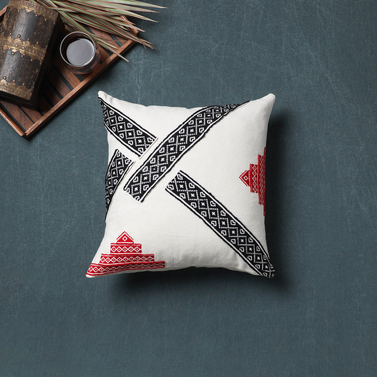 Toda Hand Embroidered Cushion Cover (16 x 16 in) 06