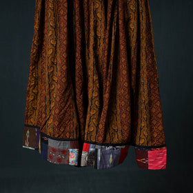 Bagh Hand Block Print 24 Kali Patchwork Cotton Long Skirt with Border 213