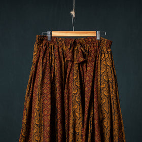Bagh Hand Block Print 24 Kali Patchwork Cotton Long Skirt with Border 213