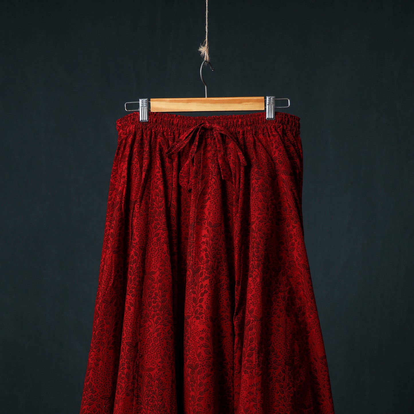 Bagh Hand Block Print 24 Kali Patchwork Cotton Long Skirt with Border 214