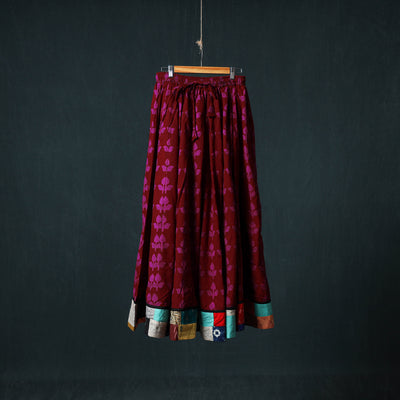 Bagh Hand Block Print 24 Kali Patchwork Cotton Long Skirt with Border 215