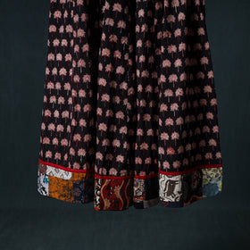 Bagh Hand Block Print 24 Kali Patchwork Cotton Long Skirt with Border 216
