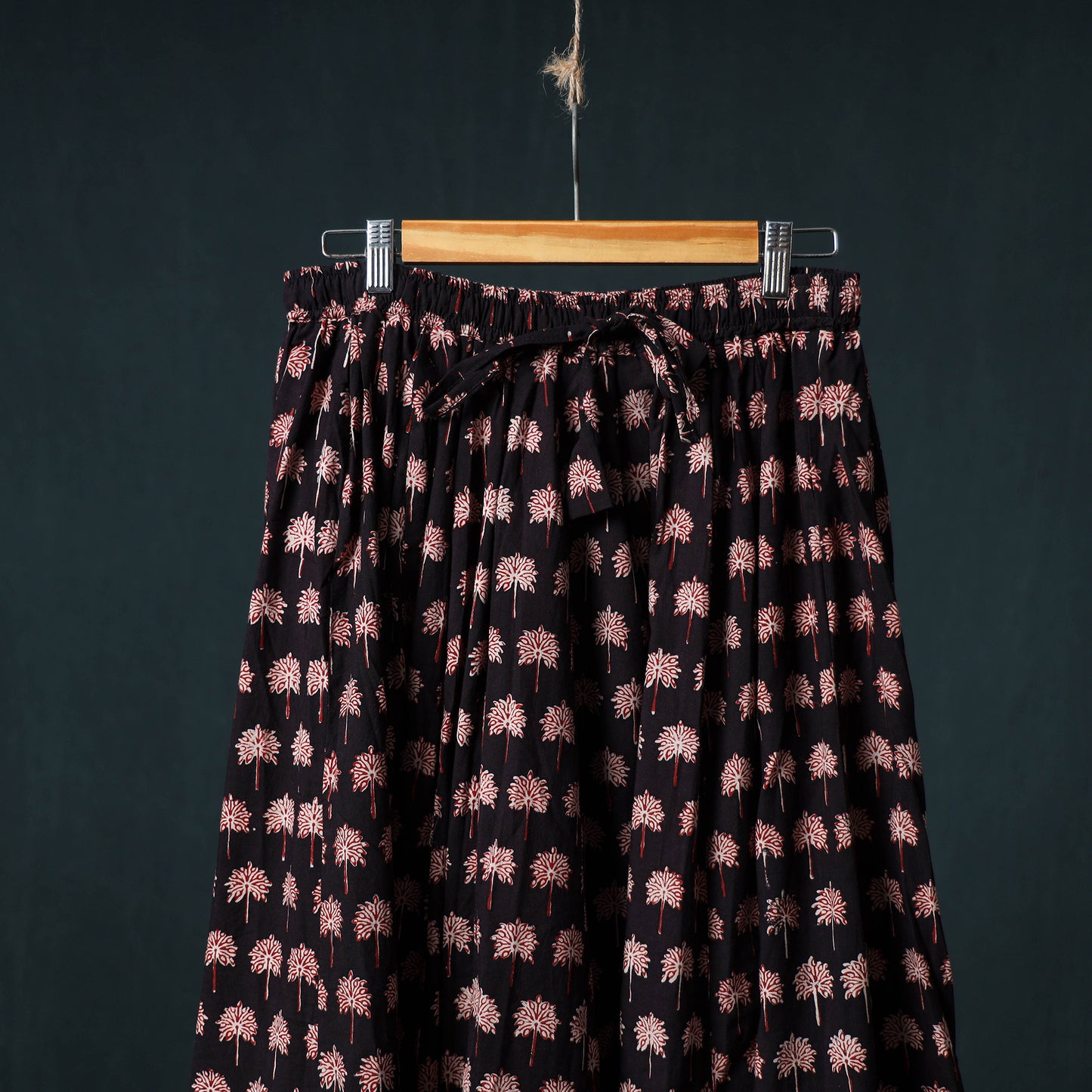 Bagh Hand Block Print 24 Kali Patchwork Cotton Long Skirt with Border 216