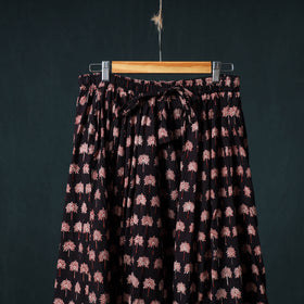 Bagh Hand Block Print 24 Kali Patchwork Cotton Long Skirt with Border 216