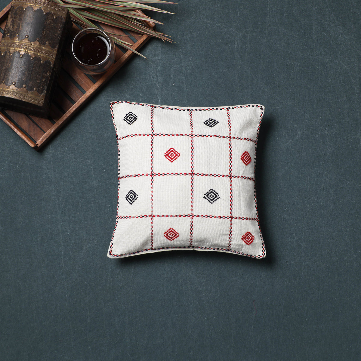 Toda Hand Embroidered Cushion Cover (12 x 12 in) 01