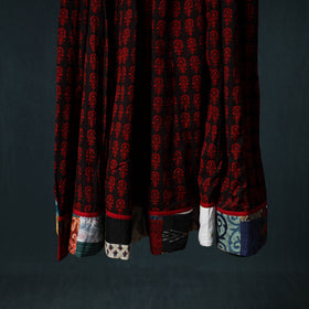Bagh Hand Block Print 24 Kali Patchwork Cotton Long Skirt with Border 218
