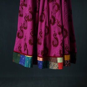 Bagh Hand Block Print 24 Kali Patchwork Cotton Long Skirt with Border 219