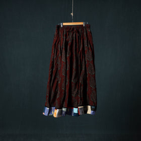 Bagh Hand Block Print 24 Kali Patchwork Cotton Long Skirt with Border 220