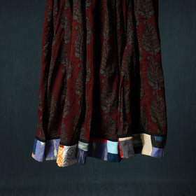 Bagh Hand Block Print 24 Kali Patchwork Cotton Long Skirt with Border 220