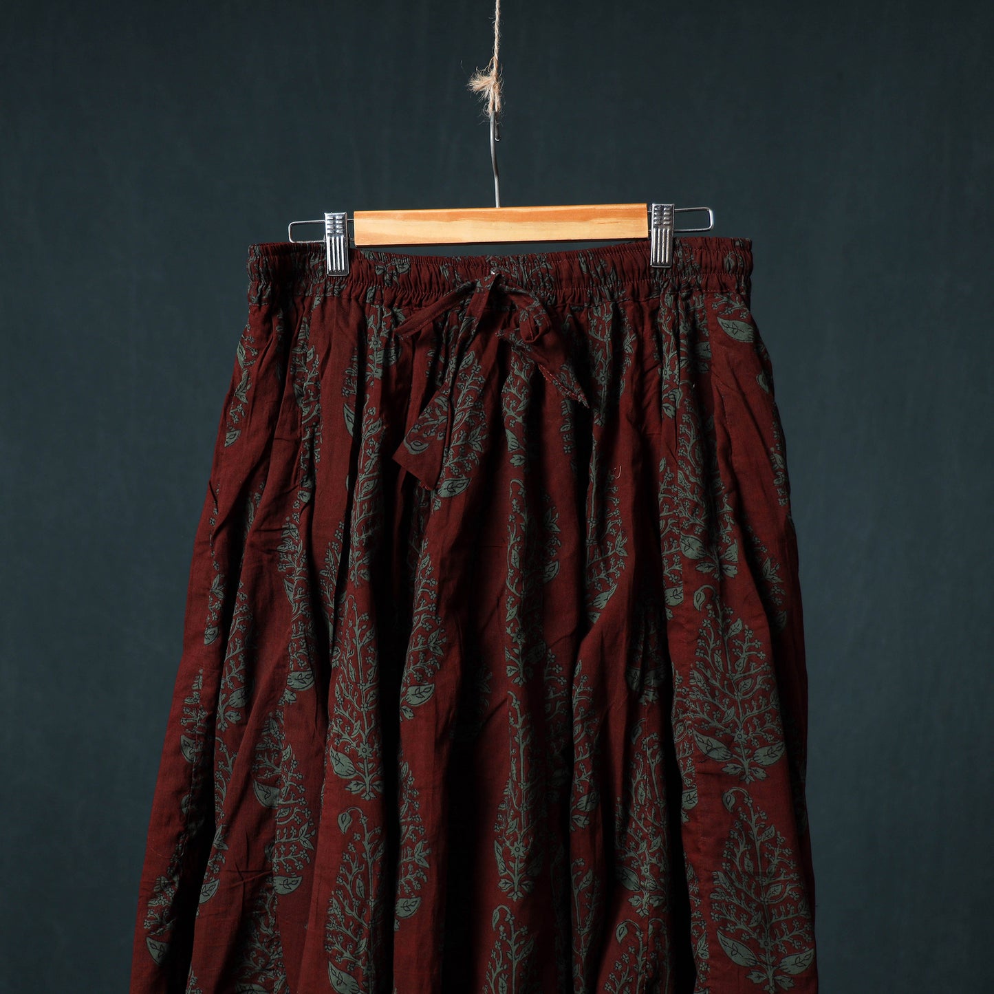 Bagh Hand Block Print 24 Kali Patchwork Cotton Long Skirt with Border 220