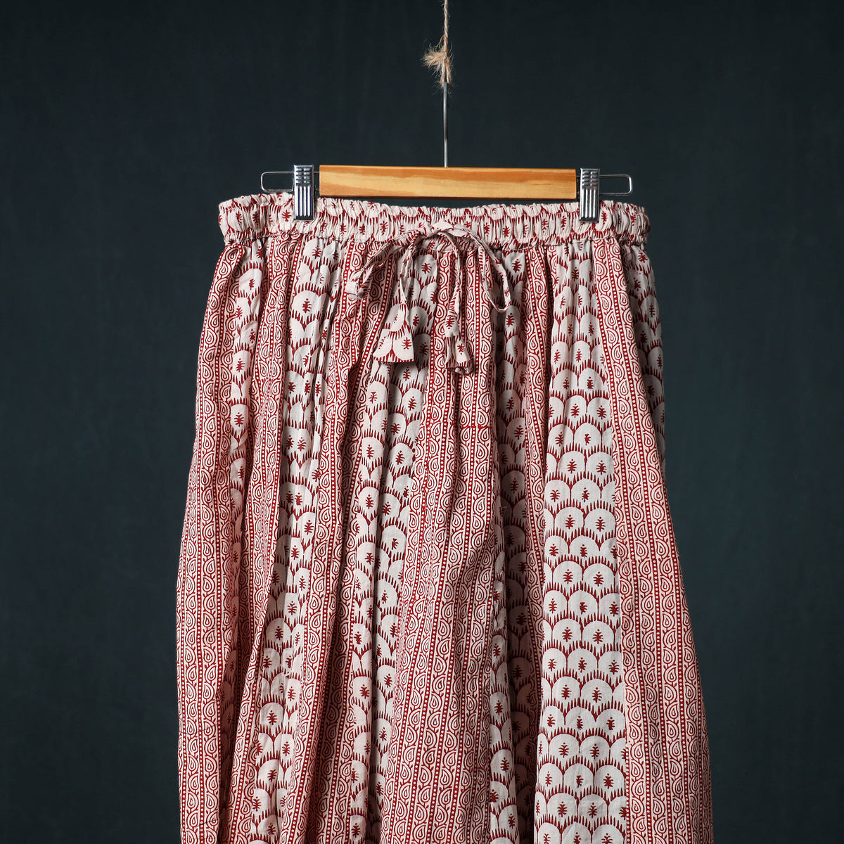 Bagh Hand Block Print 24 Kali Patchwork Cotton Long Skirt with Border 221
