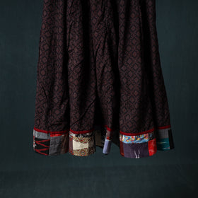 Bagh Hand Block Print 24 Kali Patchwork Cotton Long Skirt with Border 222