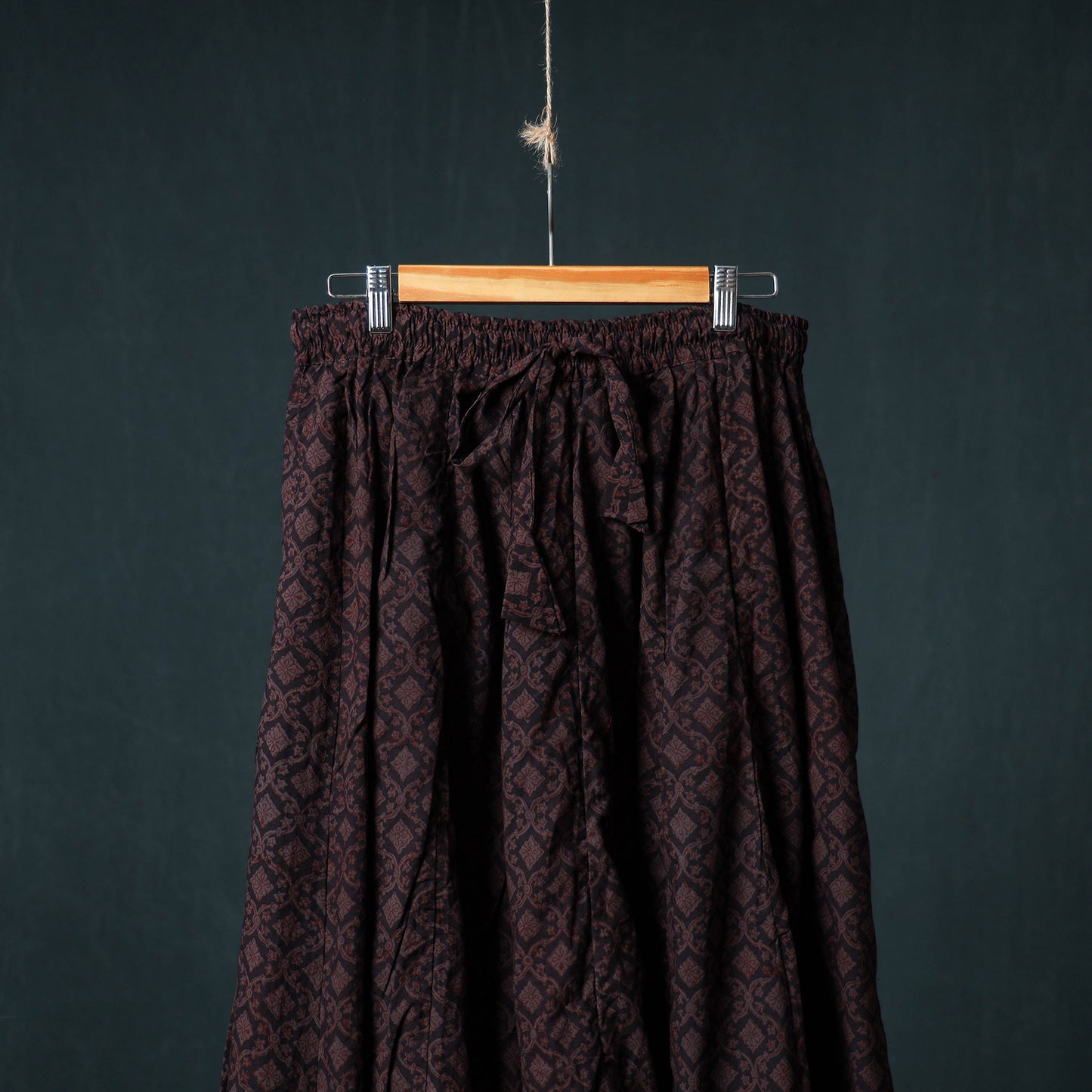 Bagh Hand Block Print 24 Kali Patchwork Cotton Long Skirt with Border 222