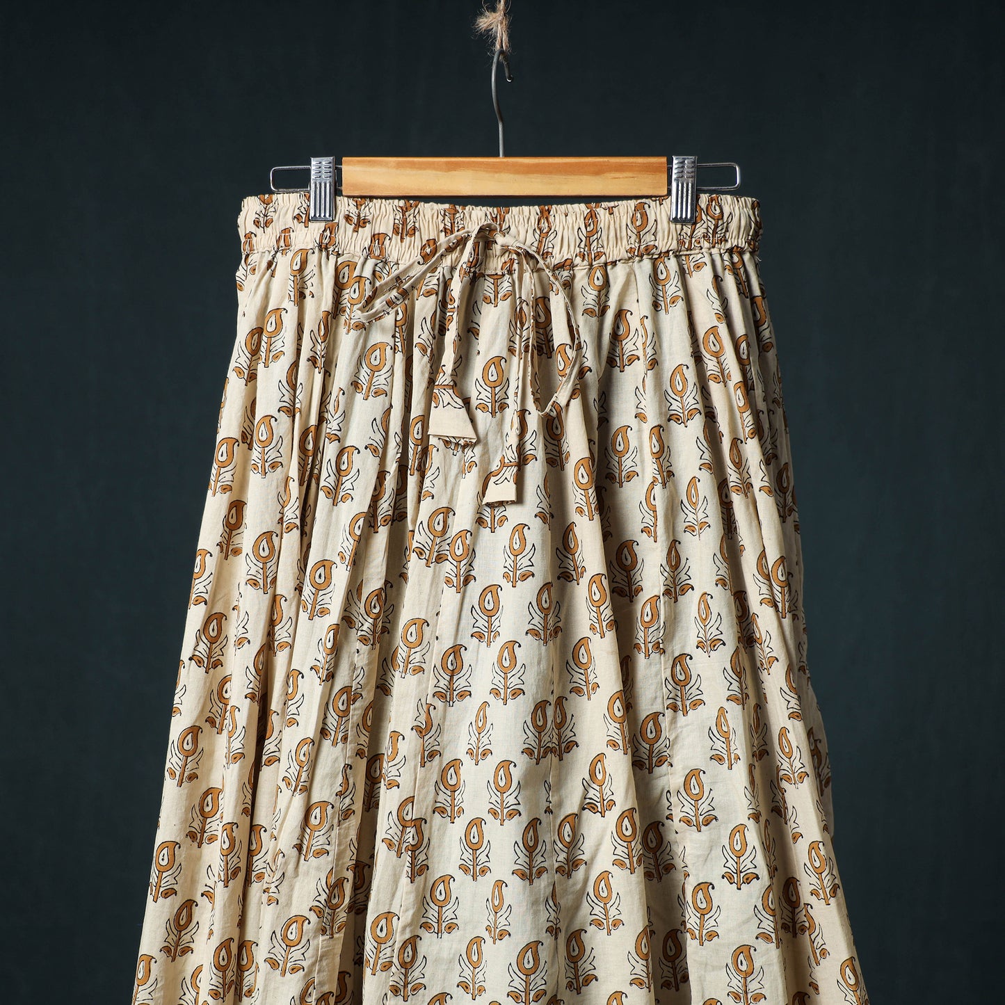 Bagh Hand Block Print 24 Kali Patchwork Cotton Long Skirt with Border 223