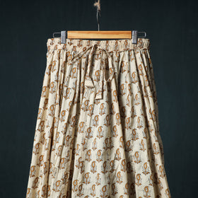Bagh Hand Block Print 24 Kali Patchwork Cotton Long Skirt with Border 223