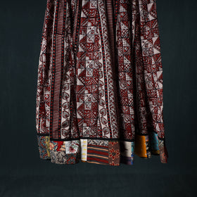 Bagh Hand Block Print 24 Kali Patchwork Cotton Long Skirt with Border 224
