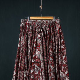 Bagh Hand Block Print 24 Kali Patchwork Cotton Long Skirt with Border 224