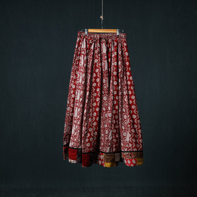 Bagh Hand Block Print 24 Kali Patchwork Cotton Long Skirt with Border 225