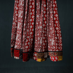 Bagh Hand Block Print 24 Kali Patchwork Cotton Long Skirt with Border 225