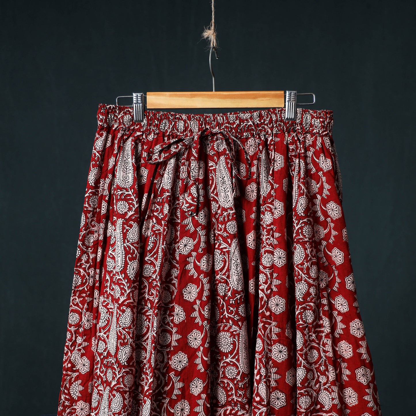 Bagh Hand Block Print 24 Kali Patchwork Cotton Long Skirt with Border 225