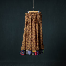 Bagh Hand Block Print 24 Kali Patchwork Cotton Long Skirt with Border 217
