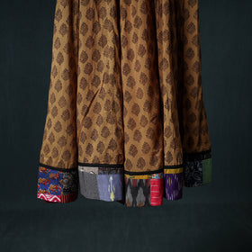Bagh Hand Block Print 24 Kali Patchwork Cotton Long Skirt with Border 217