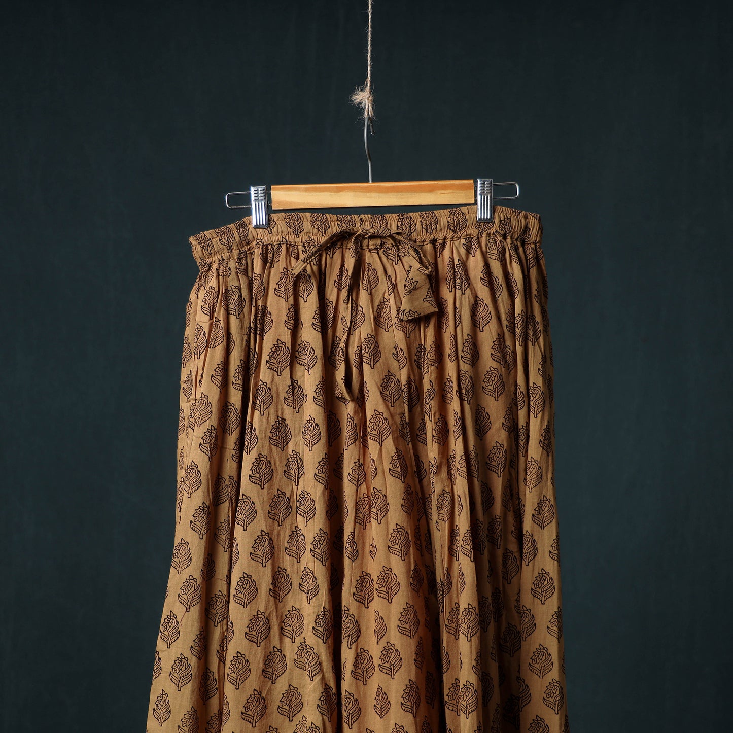 Bagh Hand Block Print 24 Kali Patchwork Cotton Long Skirt with Border 217