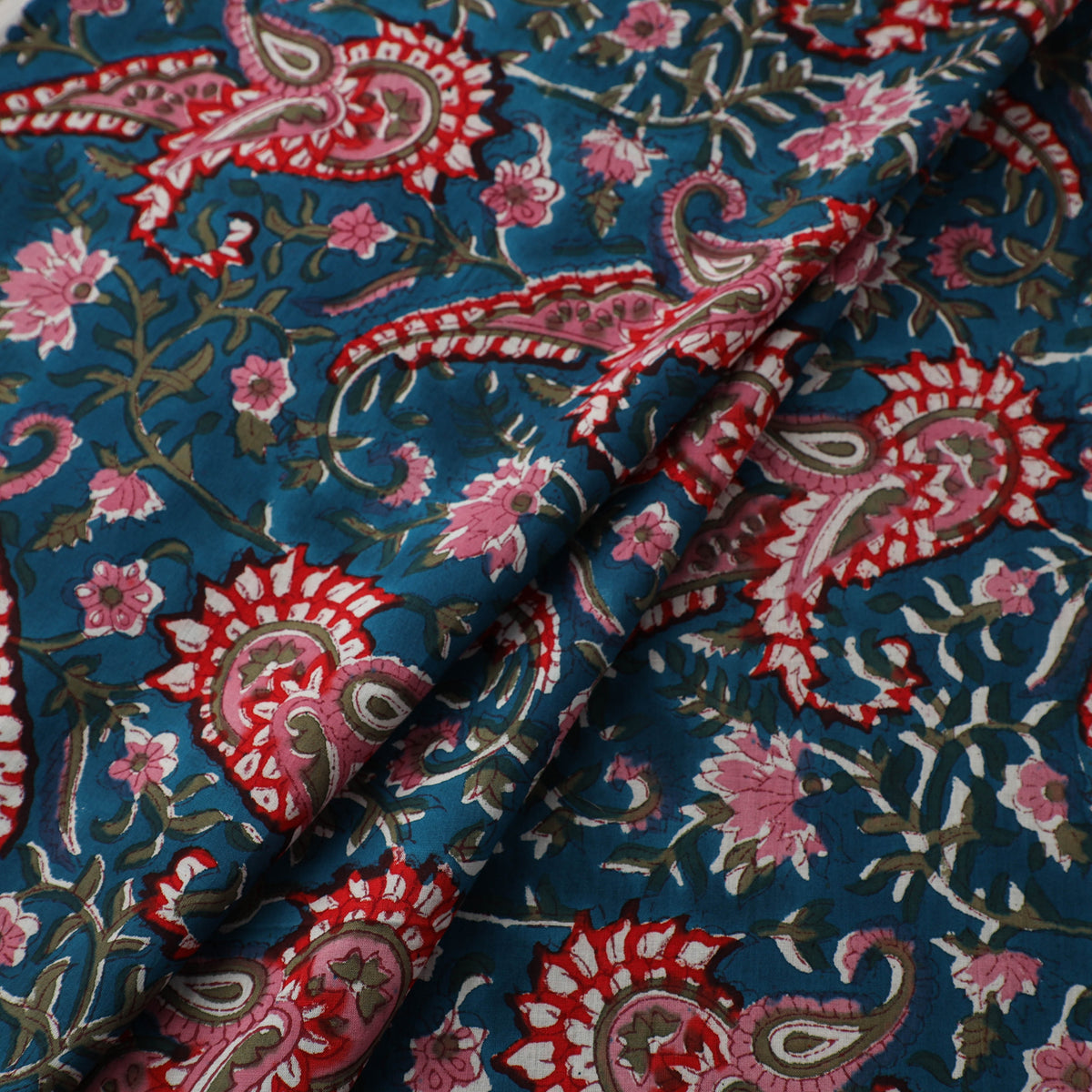 Floral Sanganeri Hand Block Print Pure Cotton Fabric 01