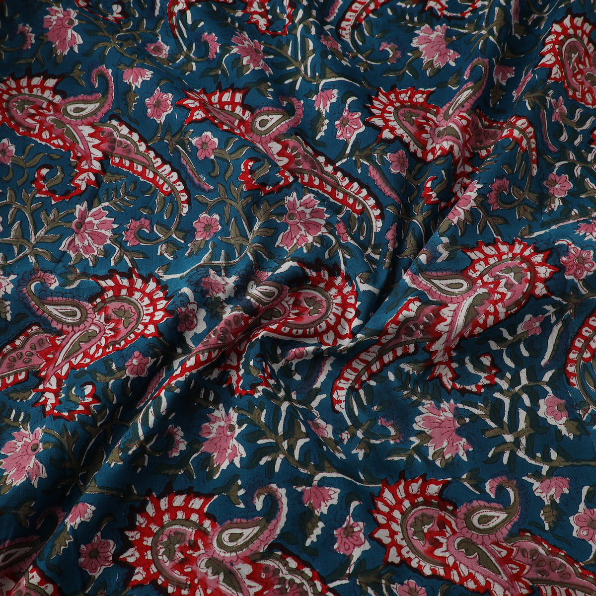 Floral Sanganeri Hand Block Print Pure Cotton Fabric 01