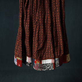 Bagh Hand Block Print 24 Kali Patchwork Cotton Long Skirt with Border 226