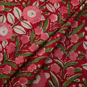 Floral Sanganeri Hand Block Print Pure Cotton Fabric 03