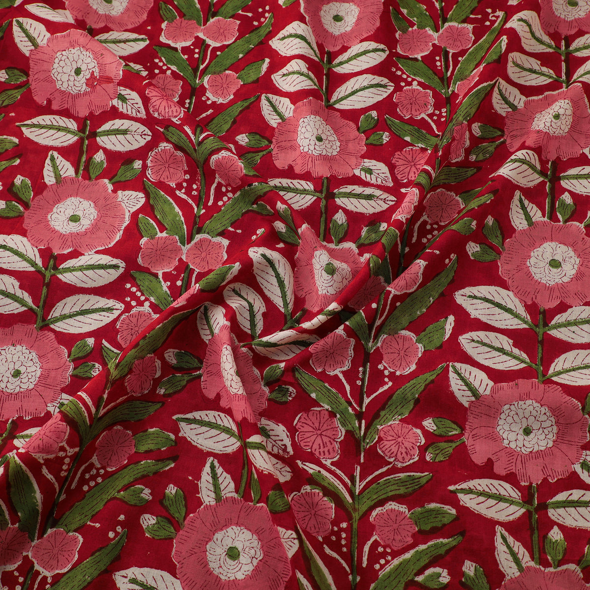 Floral Sanganeri Hand Block Print Pure Cotton Fabric 03