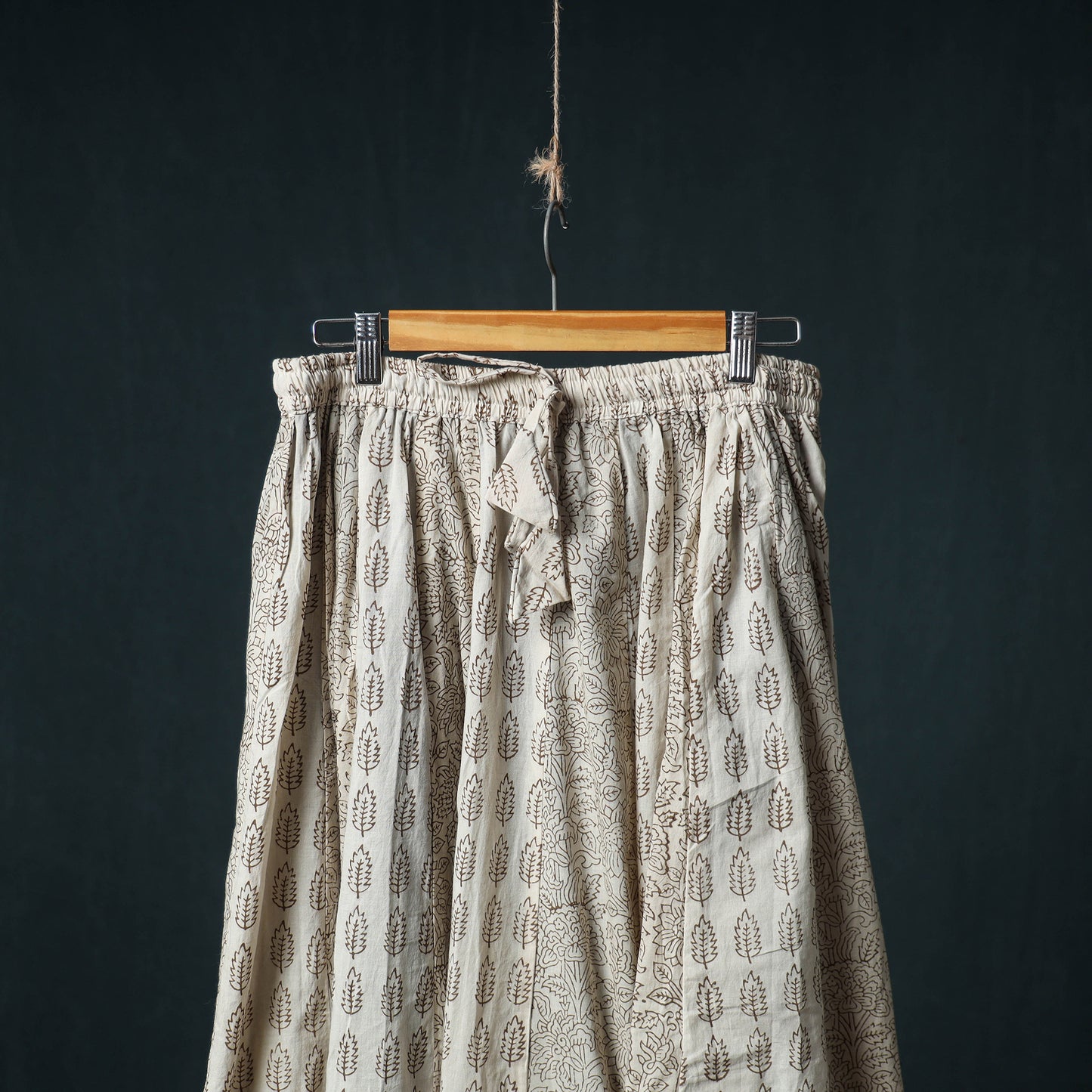 Bagh Hand Block Print 24 Kali Patchwork Cotton Long Skirt with Border 227