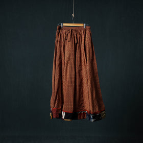 Bagh Hand Block Print 24 Kali Patchwork Cotton Long Skirt with Border 229