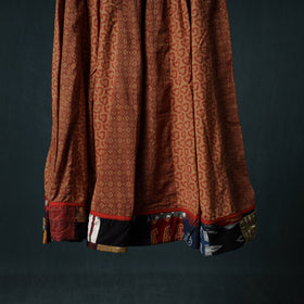 Bagh Hand Block Print 24 Kali Patchwork Cotton Long Skirt with Border 229