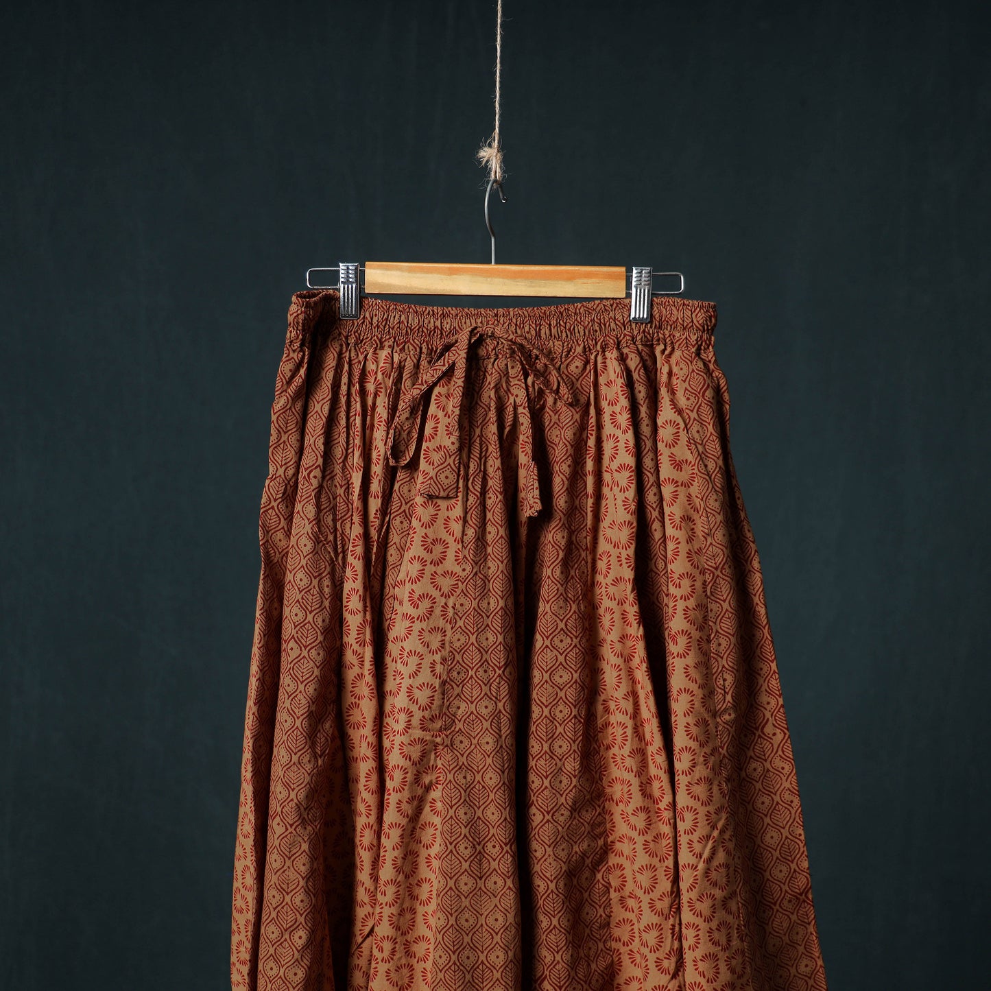 Bagh Hand Block Print 24 Kali Patchwork Cotton Long Skirt with Border 229