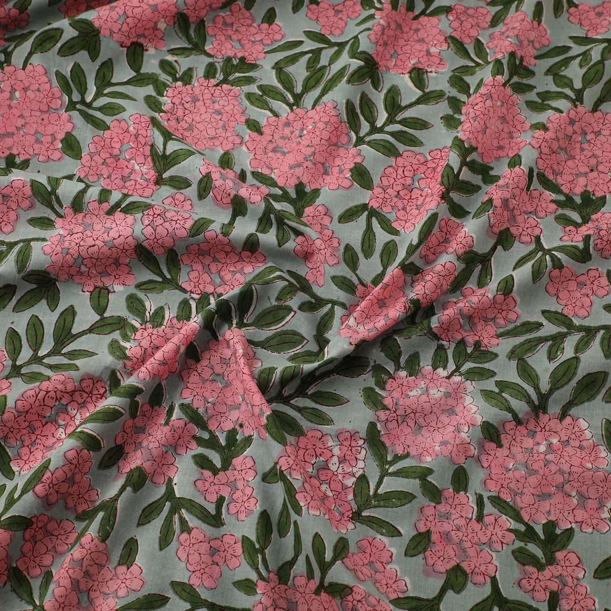 Floral Sanganeri Hand Block Print Pure Cotton Fabric 06