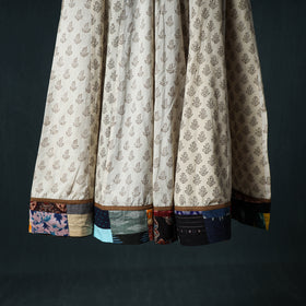 Bagh Hand Block Print 24 Kali Patchwork Cotton Long Skirt with Border 230