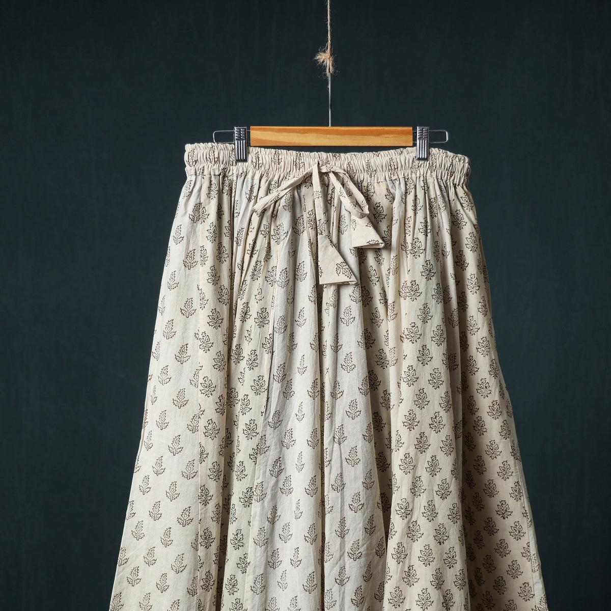 Bagh Hand Block Print 24 Kali Patchwork Cotton Long Skirt with Border 230