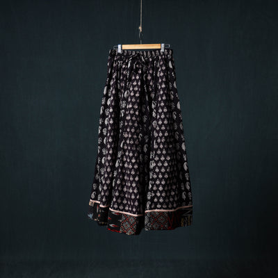 Bagh Hand Block Print 24 Kali Patchwork Cotton Long Skirt with Border 231