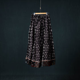 Bagh Hand Block Print 24 Kali Patchwork Cotton Long Skirt with Border 231