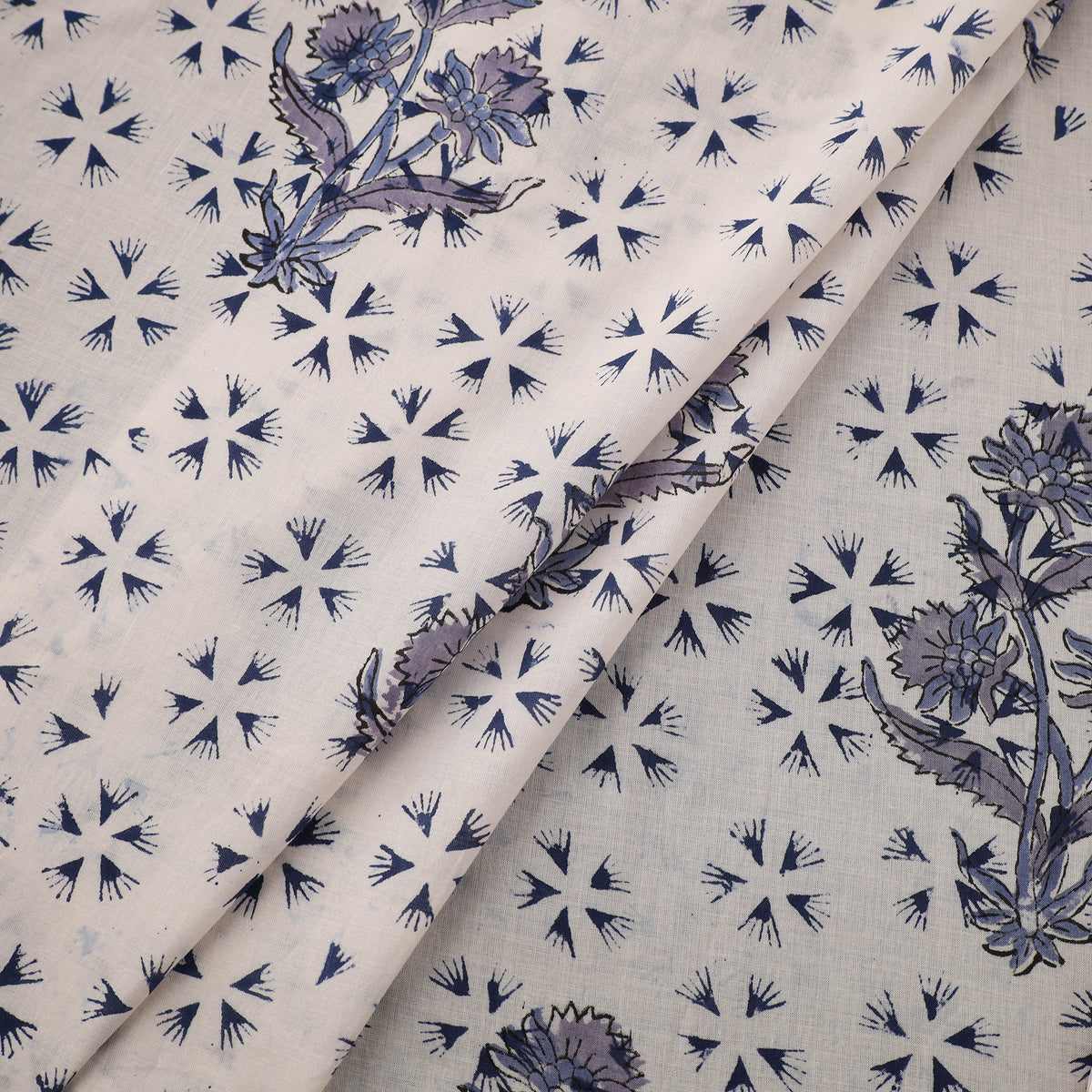 Floral Sanganeri Hand Block Print Pure Cotton Fabric 07