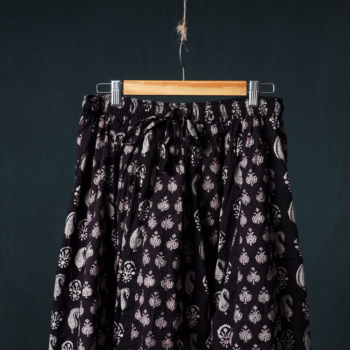 Bagh Hand Block Print 24 Kali Patchwork Cotton Long Skirt with Border 231