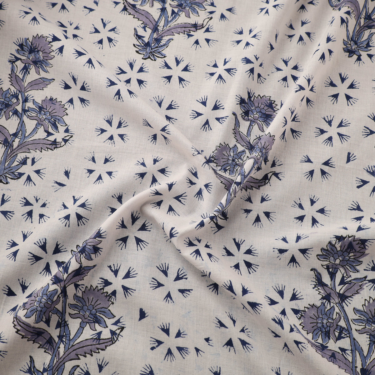 Floral Sanganeri Hand Block Print Pure Cotton Fabric 07