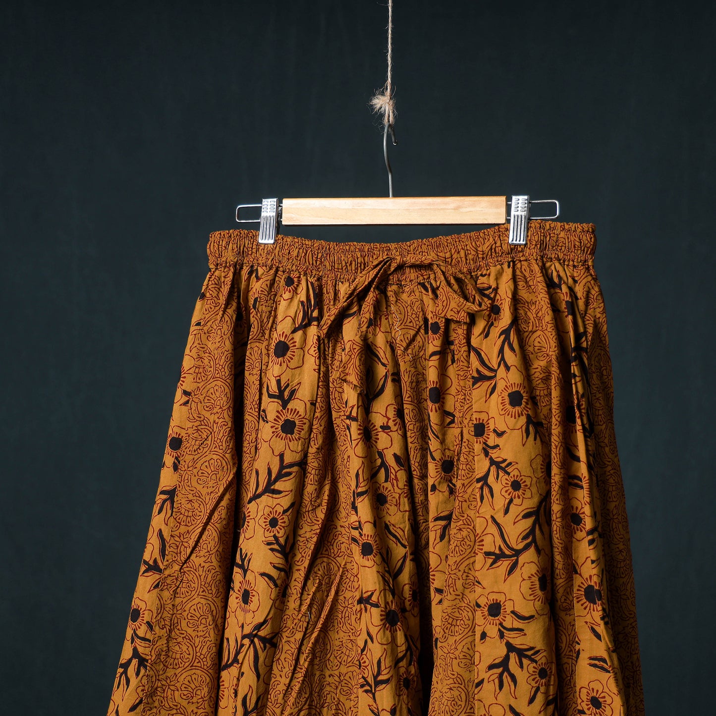 Bagh Hand Block Print 24 Kali Patchwork Cotton Long Skirt with Border 232