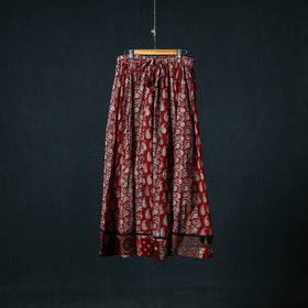 Bagh Hand Block Print 24 Kali Patchwork Cotton Long Skirt with Border 233