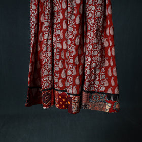 Bagh Hand Block Print 24 Kali Patchwork Cotton Long Skirt with Border 233