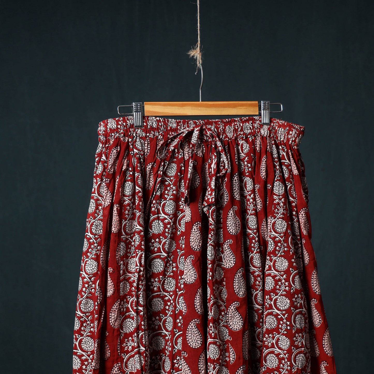 Bagh Hand Block Print 24 Kali Patchwork Cotton Long Skirt with Border 233